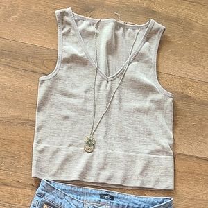 NWOT'S! NINE WEST - Stretch Gray Cropped Tank Top - Size S/M
